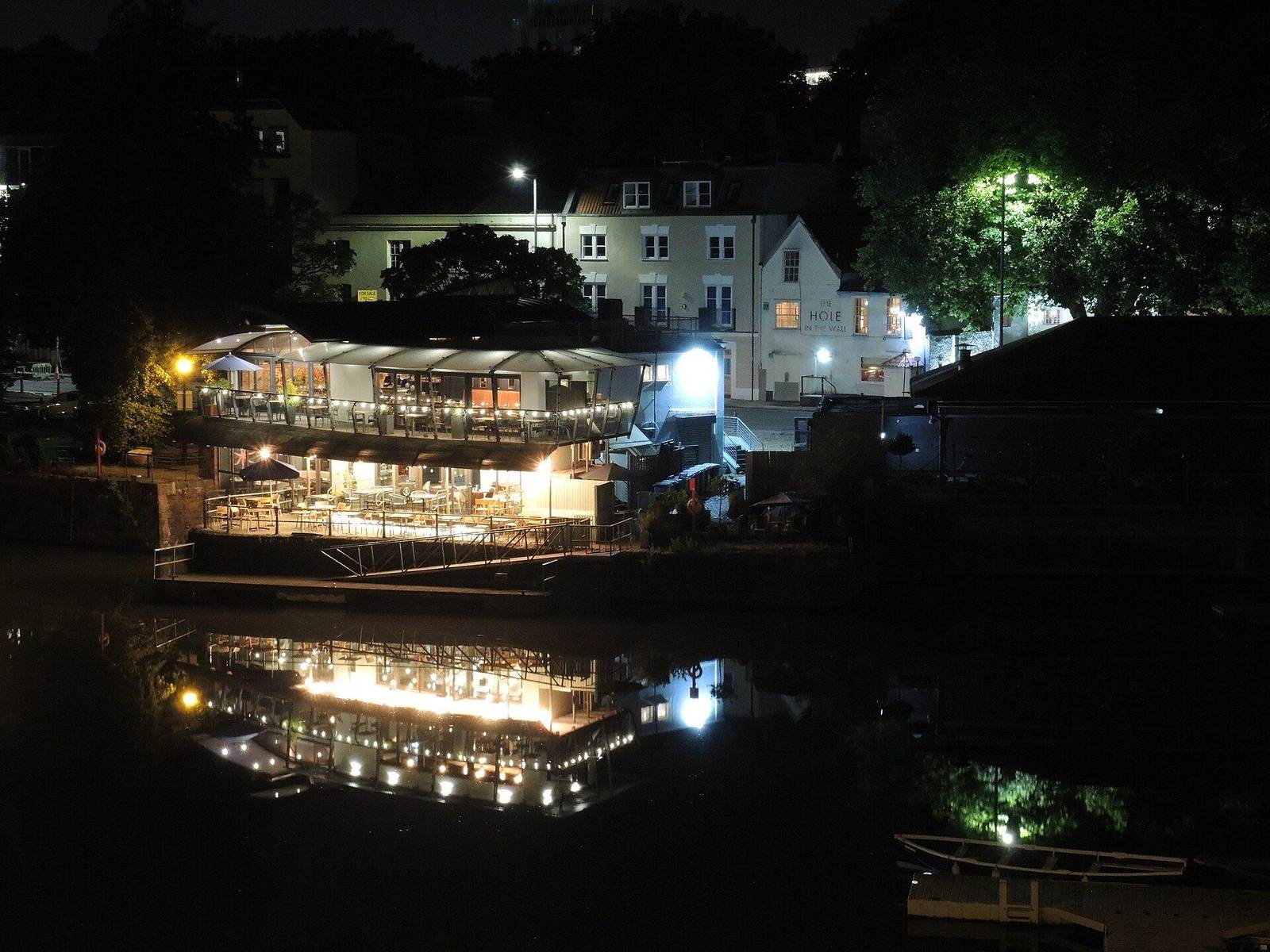 View along the historic harbour towards the restaurant